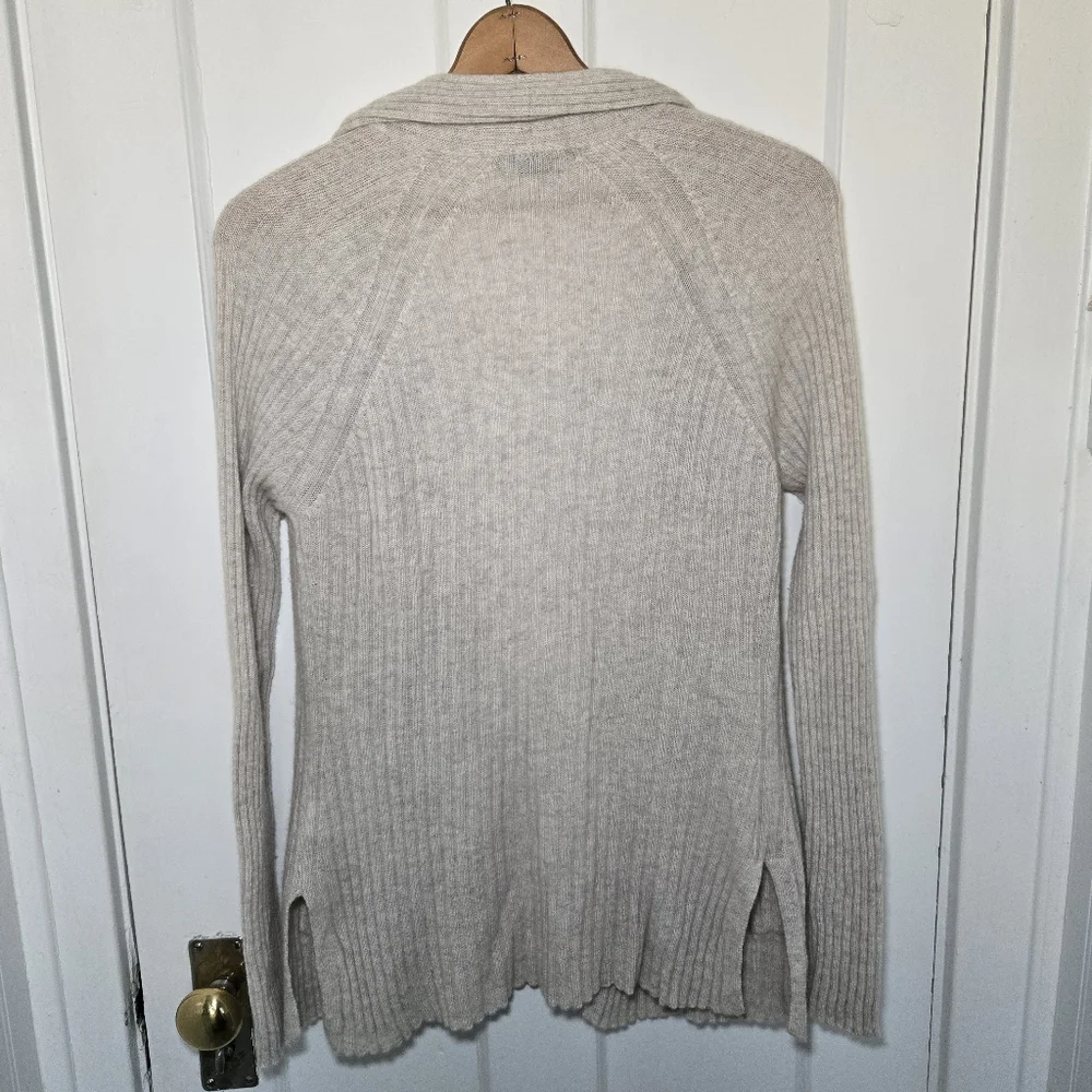 Alashan Womens Cashmere Open Front Cardigan Size L Cream Quiet Luxury Minimalist - Picture 8 of 14